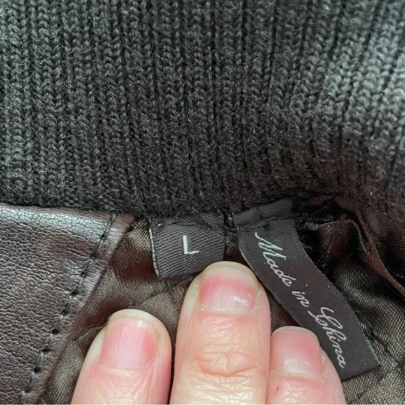 Andrew Marc Chocolate Brown Leather Moto Jacket Men’s Large Quilted Lining - Picture 6 of 13